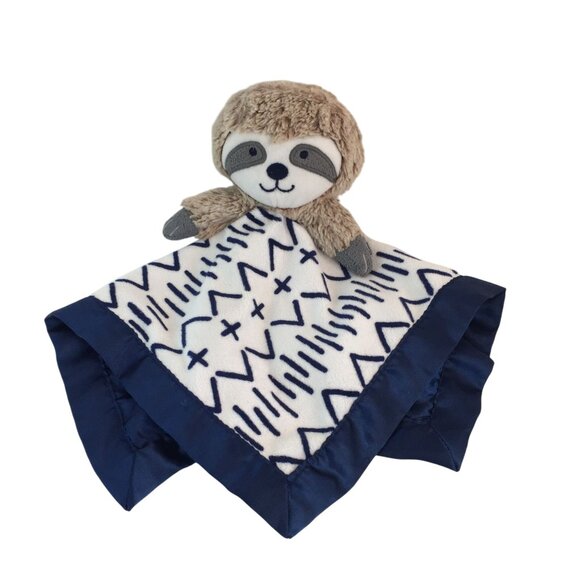 Cloud Island Sloth Lovey 14" Blue Baby Security Blanket Satin Trim Back - Picture 1 of 6